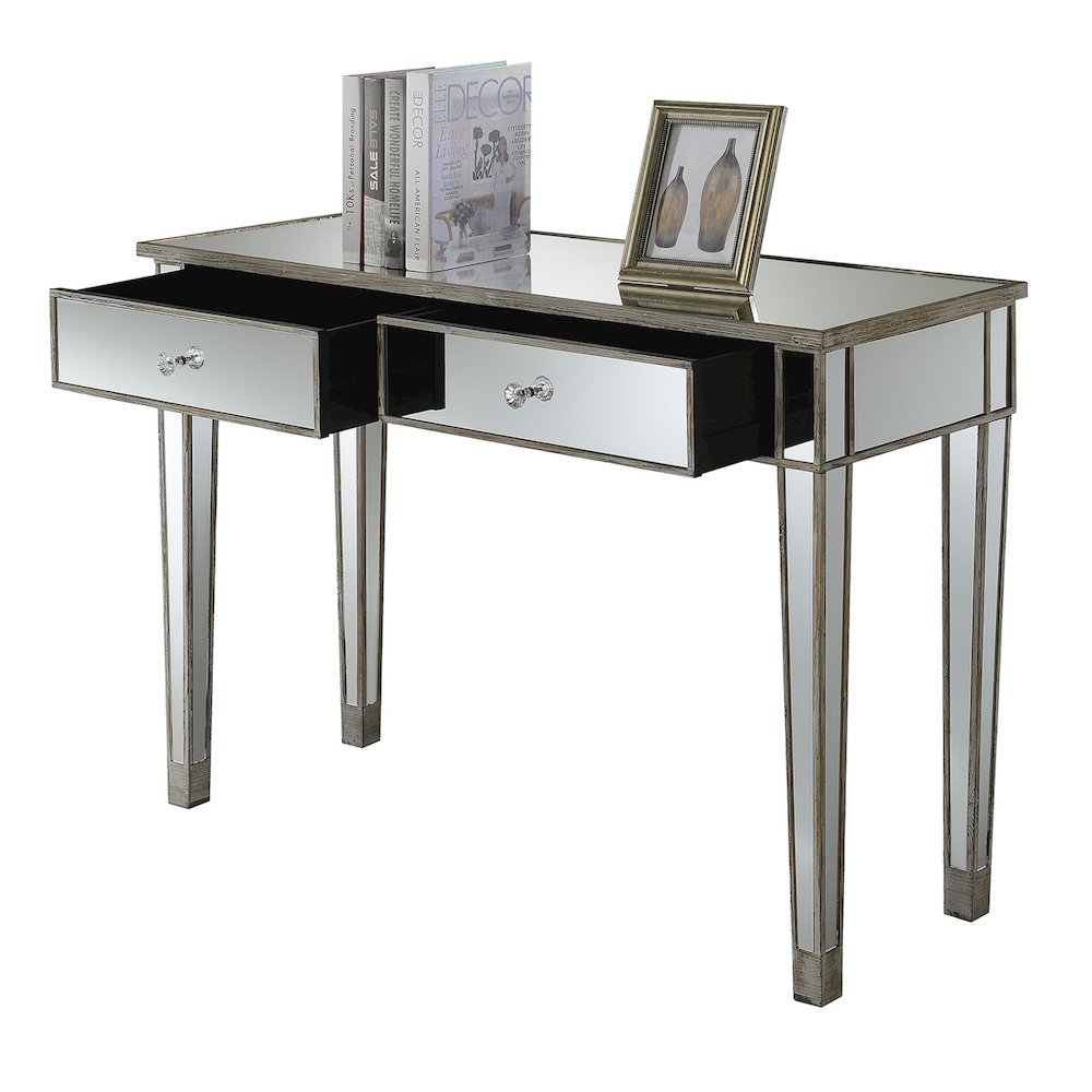Gold Coast Mirrored 2 Drawer Desk/Console Table. Picture 2