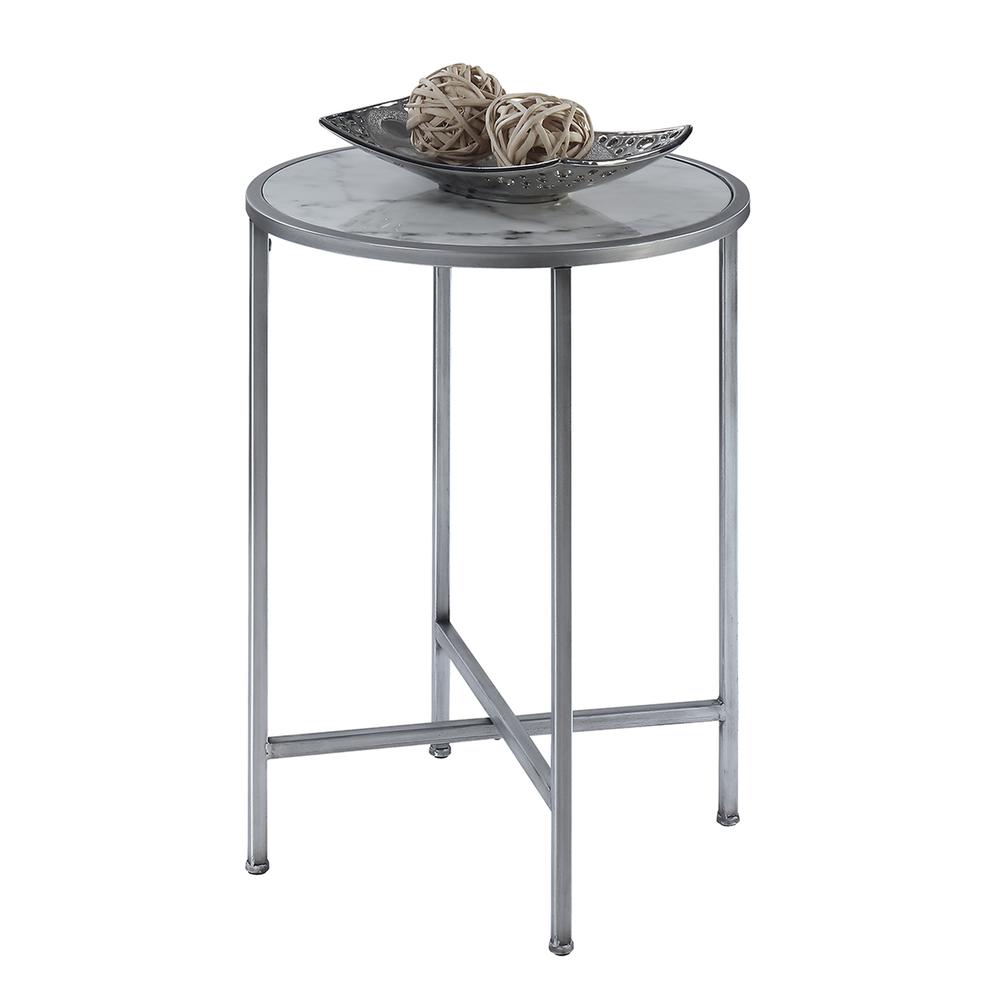 Gold Coast Faux Marble Round End Table. Picture 1