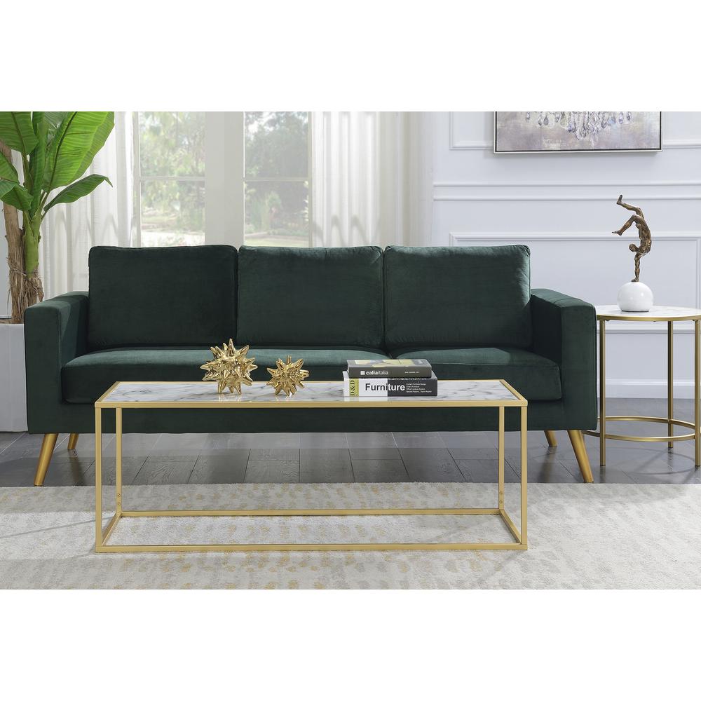 Gold Coast Faux Marble Rectangle Coffee Table. Picture 2