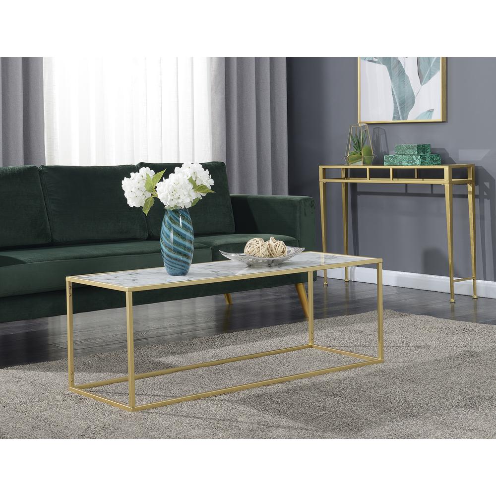 Gold Coast Faux Marble Rectangle Coffee Table. Picture 4