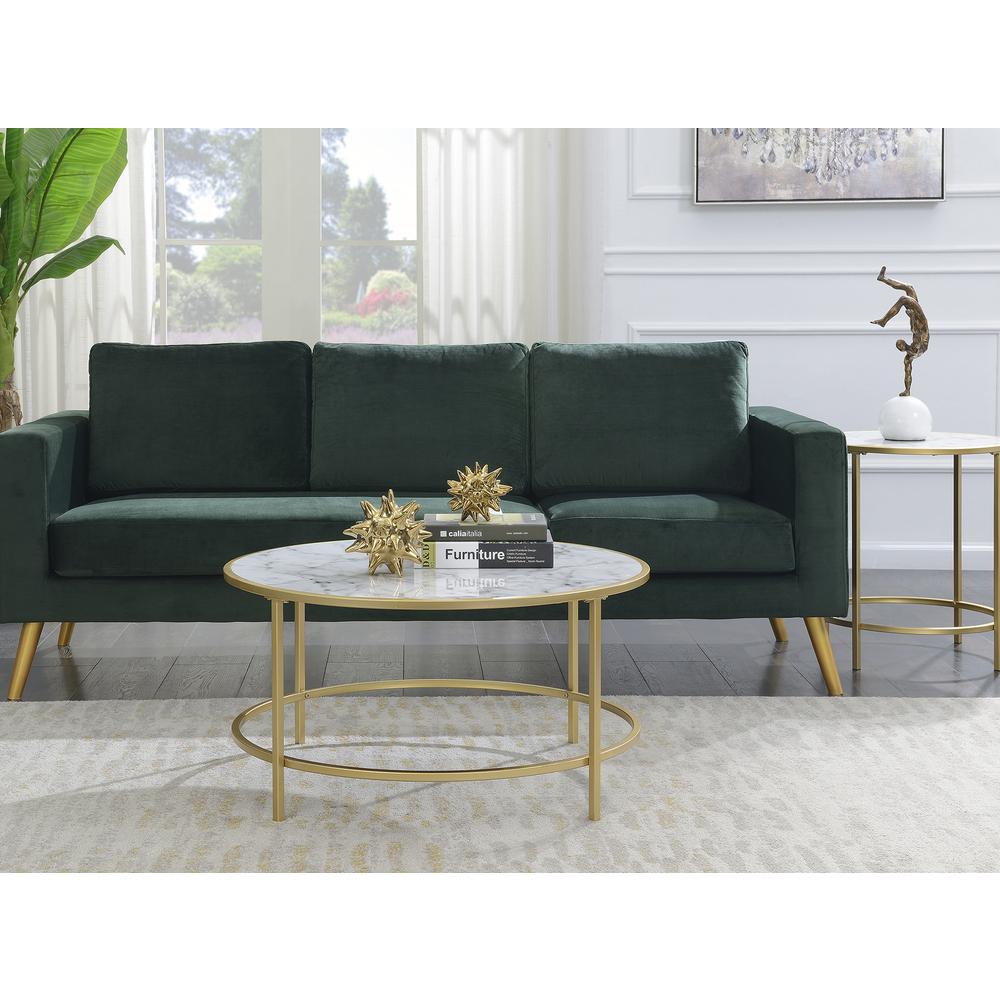 Gold Coast Faux Marble Round Coffee Table. Picture 2