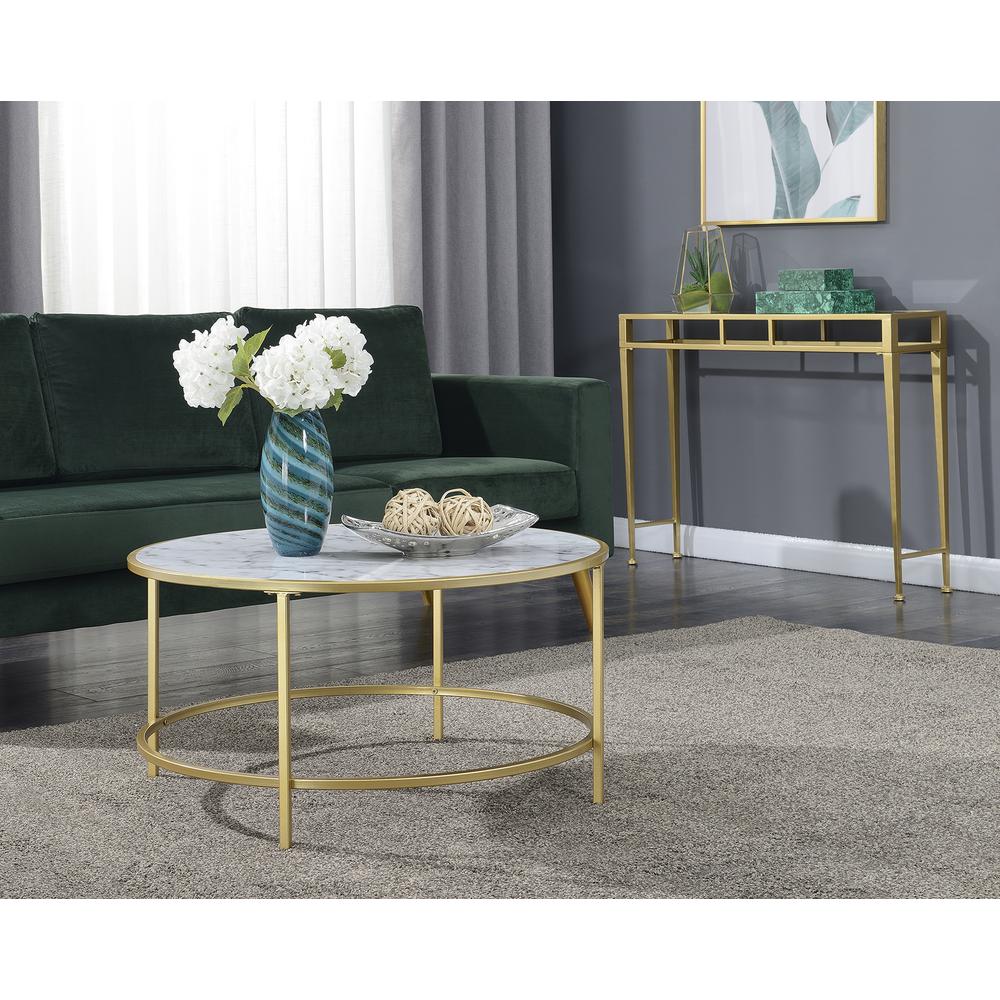 Gold Coast Faux Marble Round Coffee Table. Picture 4