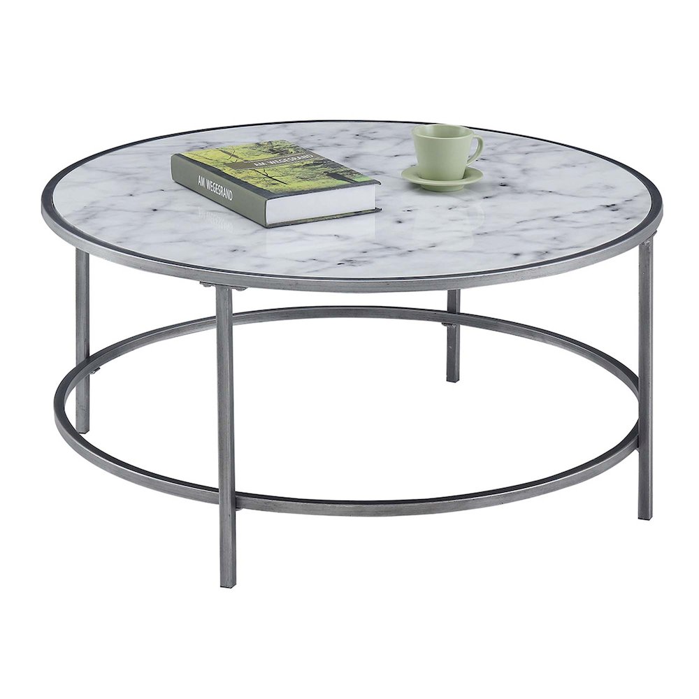 Gold Coast Faux Marble Round Coffee Table. Picture 3