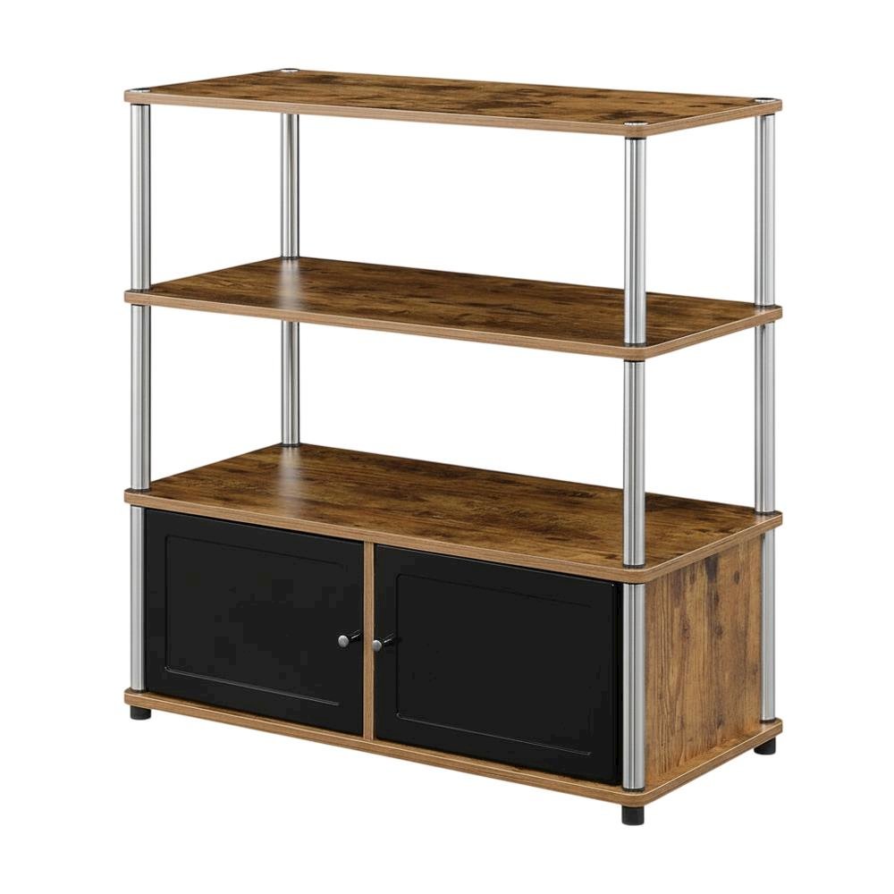 Barnwood TV Stand with Storage Cabinets and Shelves for 40-Inch TVs. Picture 1