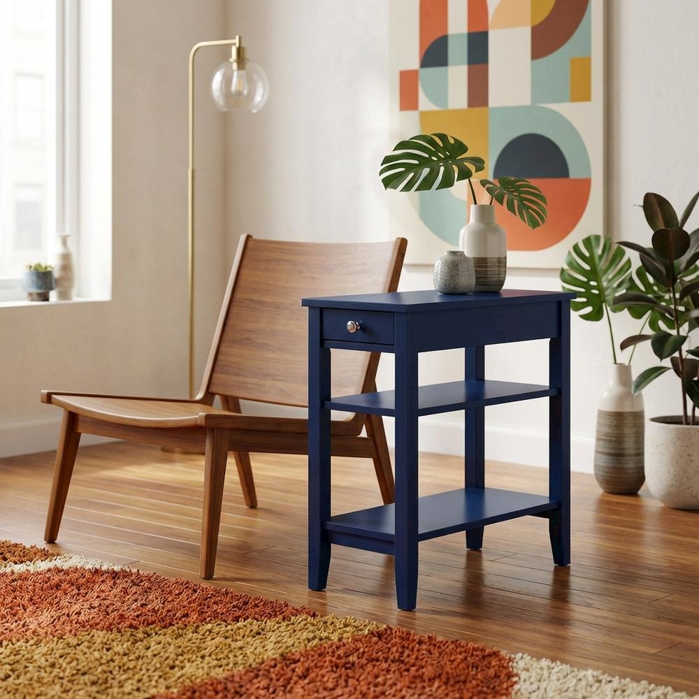 Transitional 1-Drawer End Table with Shelves for Living Room. Picture 2