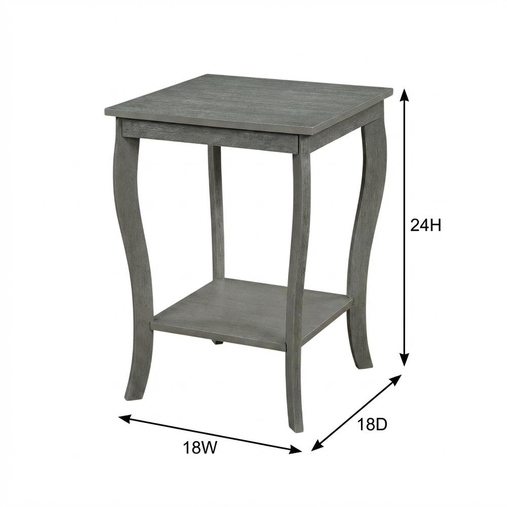 Square End Table with Wirebrush Dark Gray Finish and Modern Design. Picture 7