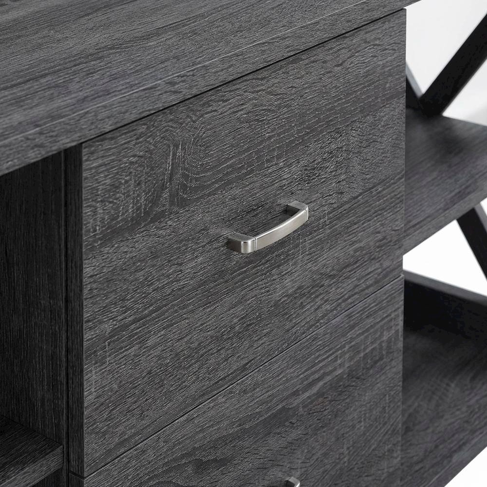 Gray Oxford Deluxe TV Stand with 2 Drawers and Shelves for 55-Inch Screens. Picture 5
