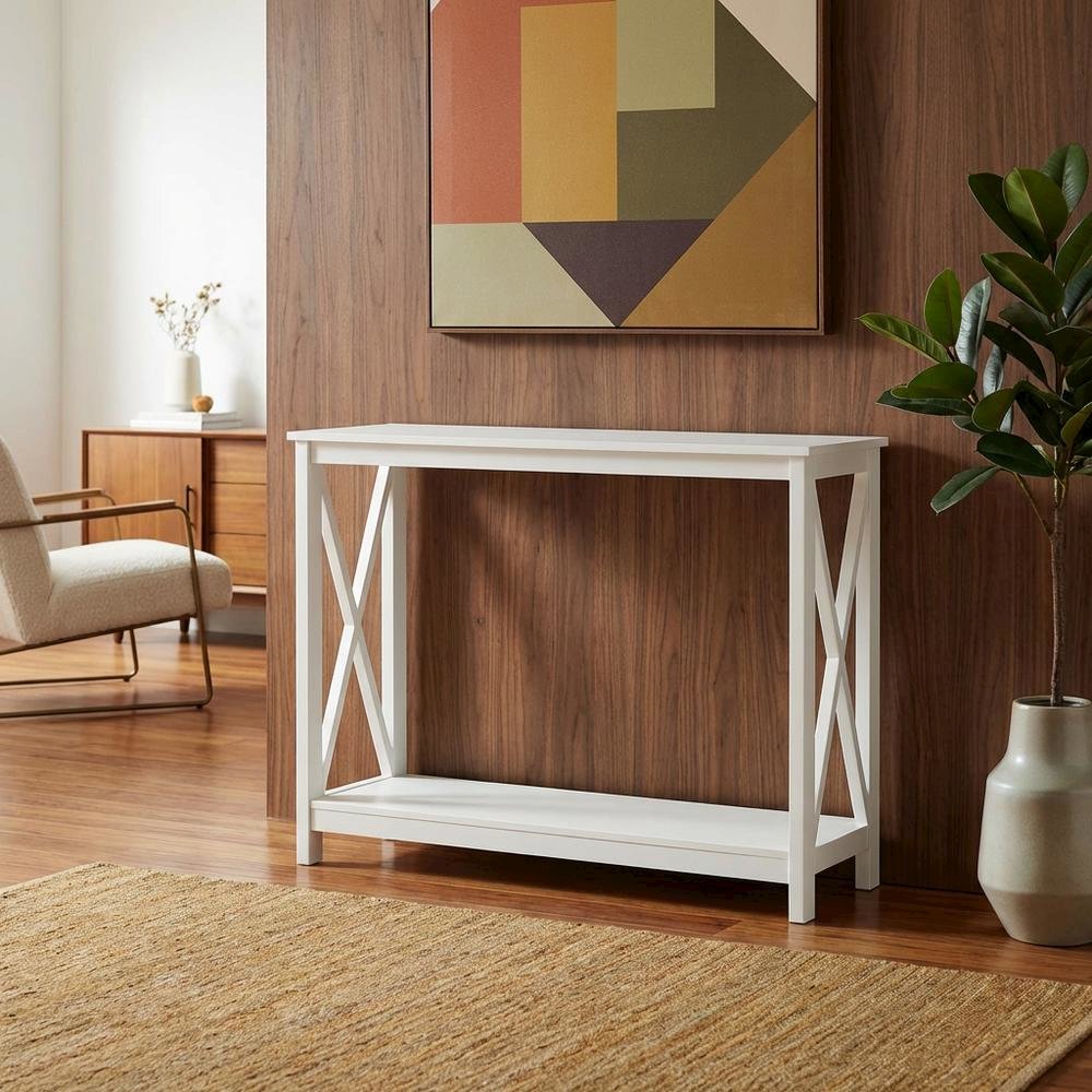Wooden Console Table with Shelving for Modern Living Room or Entryway. Picture 3