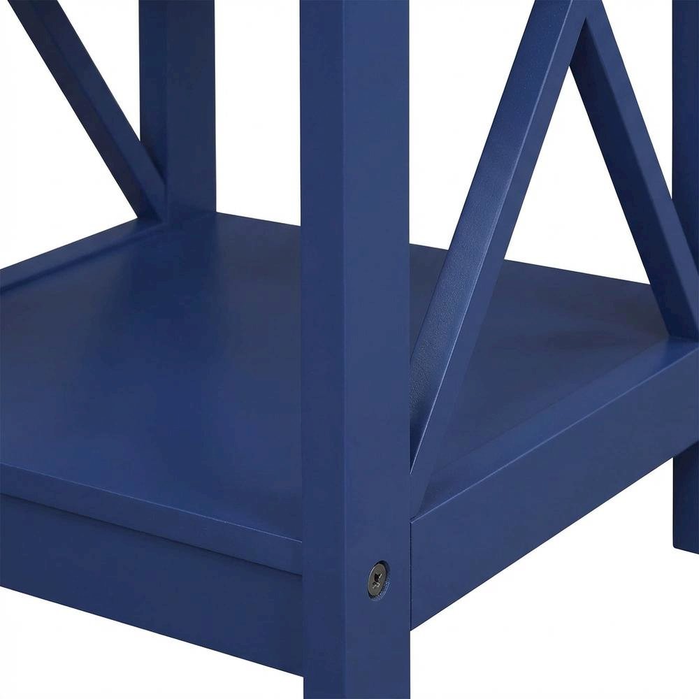 Cobalt Blue End Table with Shelves and Multi-Level Storage for Living Room. Picture 6