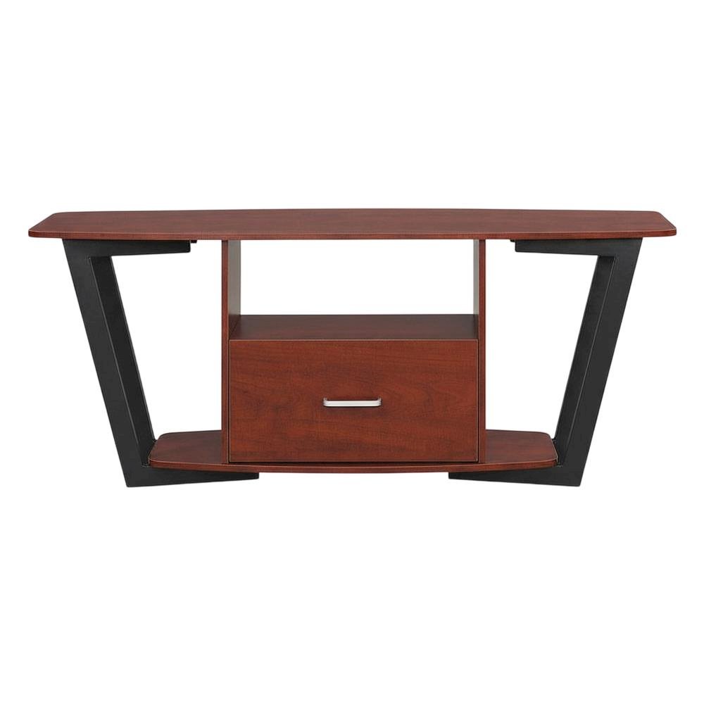Brown Graystone TV Stand, Shelves, TVs up to 65 Inches, Powder-Coated Metal. Picture 4