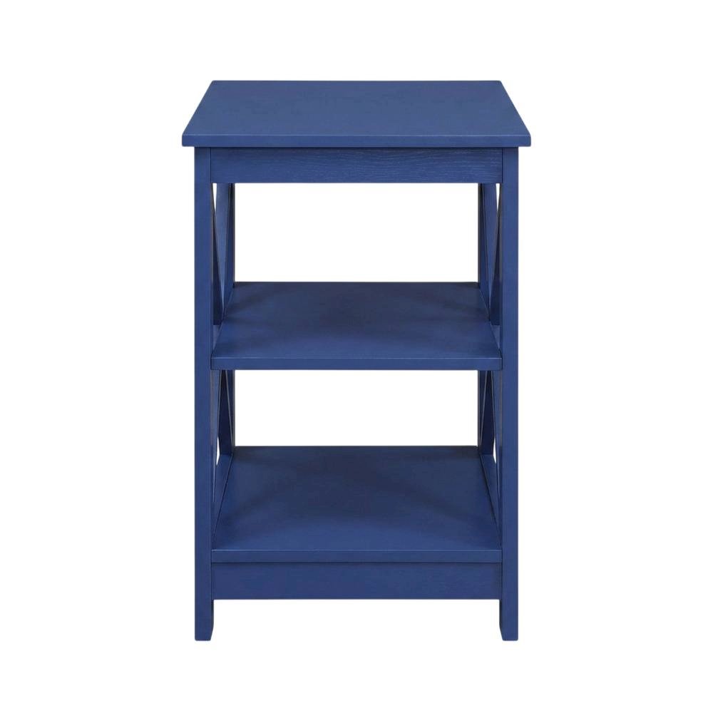 Cobalt Blue End Table with Shelves and Multi-Level Storage for Living Room. Picture 4