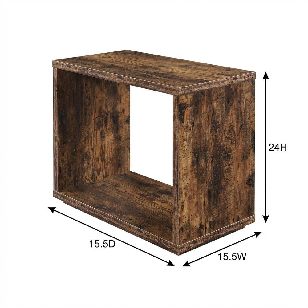 Barnwood Finish End Table with Shelving for Living Room or Bedroom. Picture 7