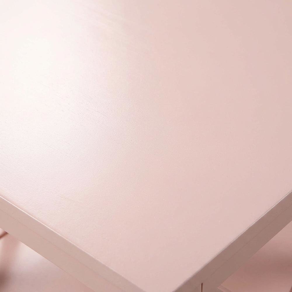 Blush Pink End Table with Shelves — Transitional Coastal Style for Living Room. Picture 5