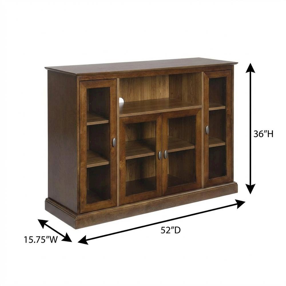 Dark Walnut TV Stand with MDF and Tempered Glass Finish for 55-Inch TVs. Picture 7