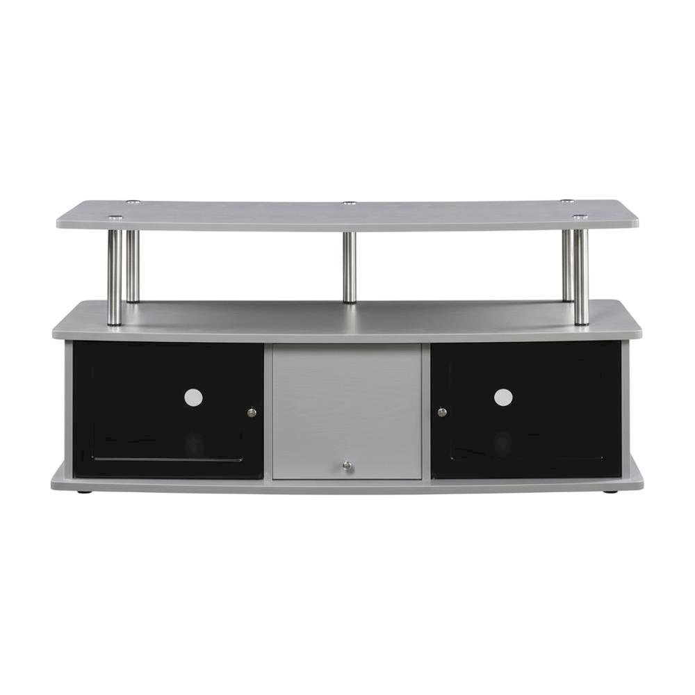 Gray TV Stand with 3 Cabinets and Shelf for 55-Inch TVs. Picture 4