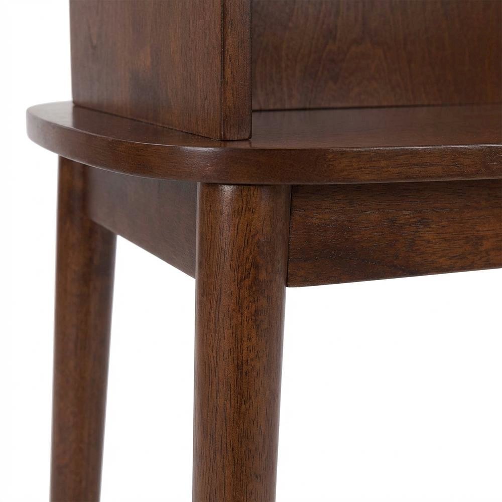 Mid-Century End Table, Brown, 2 Tier Shelf, Solid Wood Legs. Picture 6
