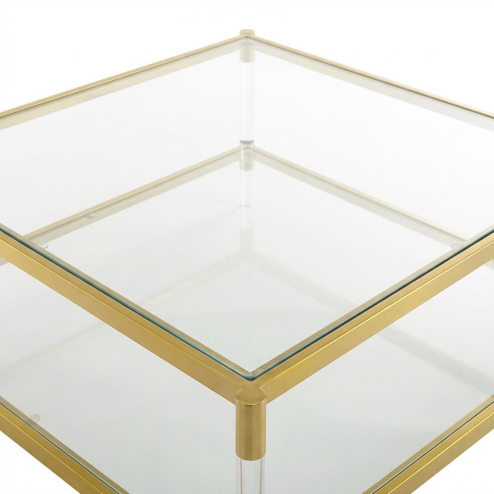 Clear Acrylic Square Coffee Table with 2 Tiers and Contemporary Style. Picture 5
