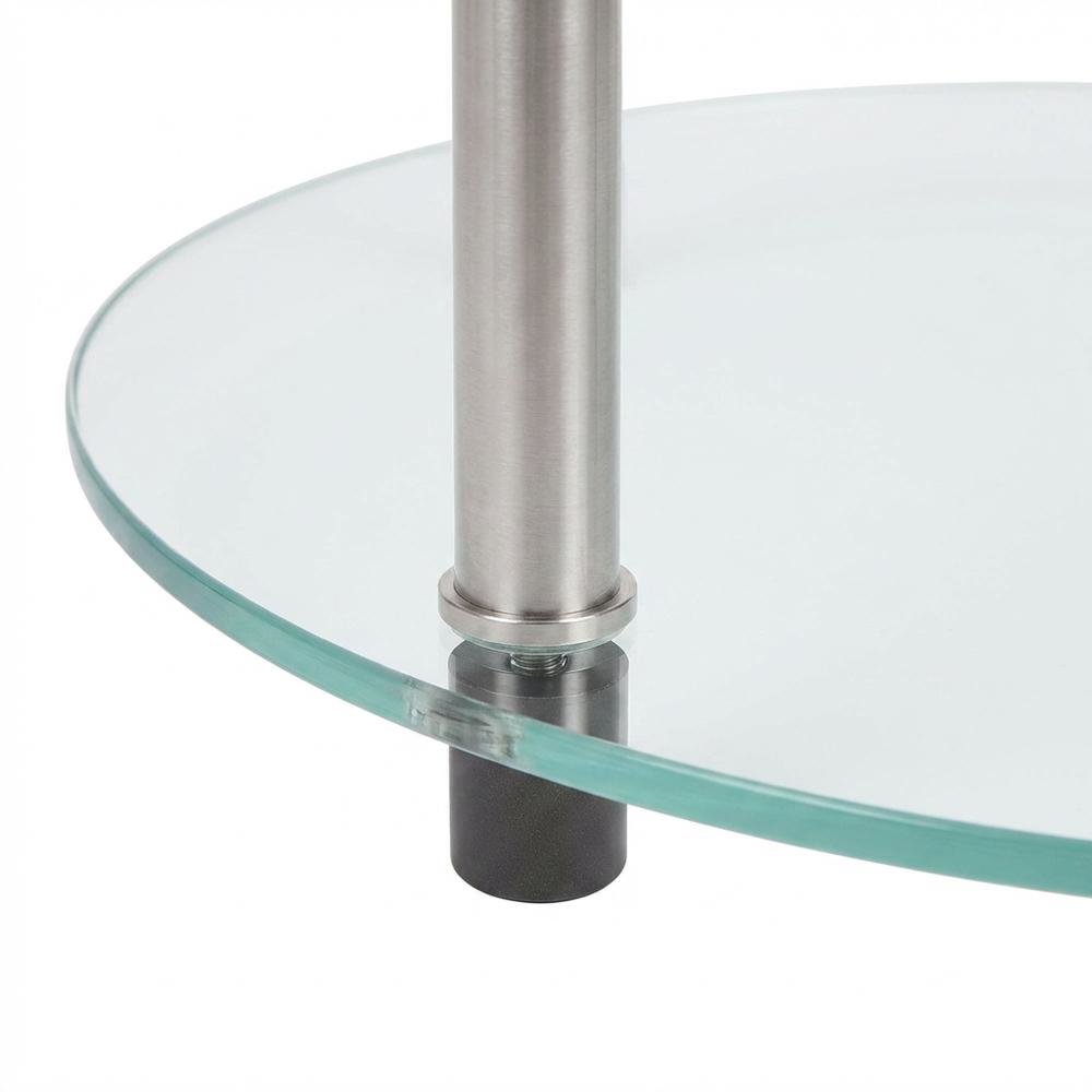 Round Glass Accent Table with 3 Tiers for Living Room and Lounge Spaces. Picture 5
