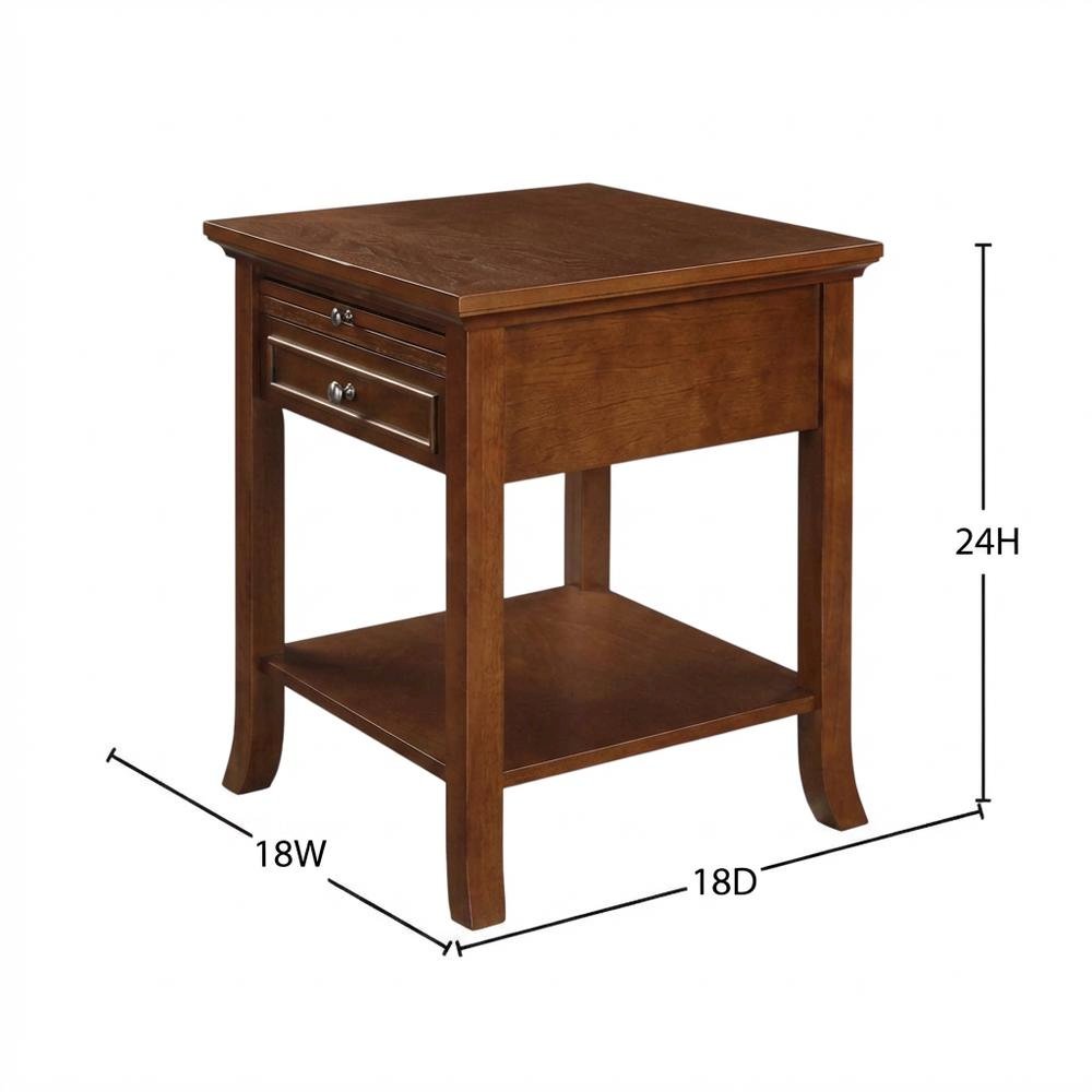 Wooden End Table with Drawer and Slide for Living Room Decor. Picture 7