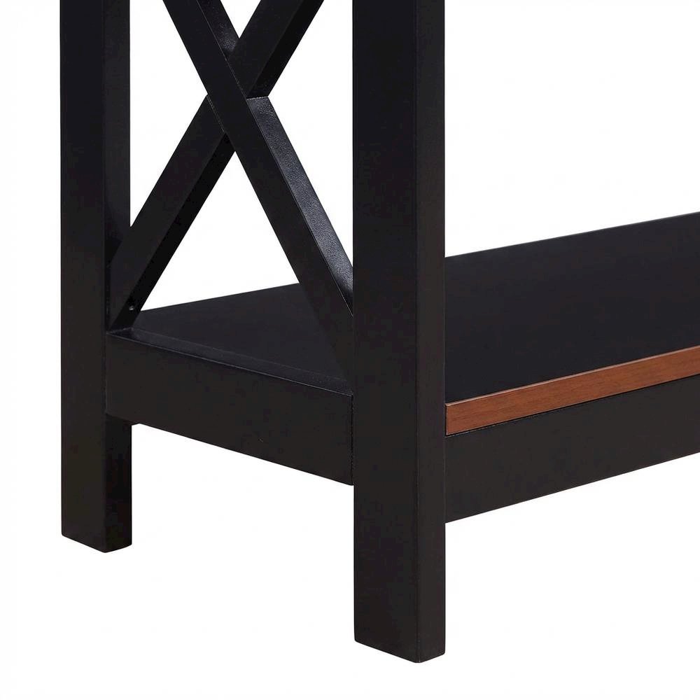 Wooden 1-Drawer Console Table with Shelves and Modern Design. Picture 5