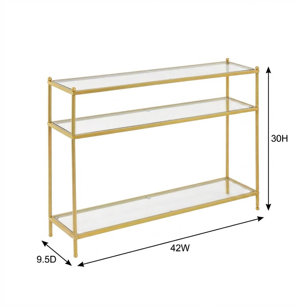 Glass console table with three tiers, modern design for versatile use. Picture 7