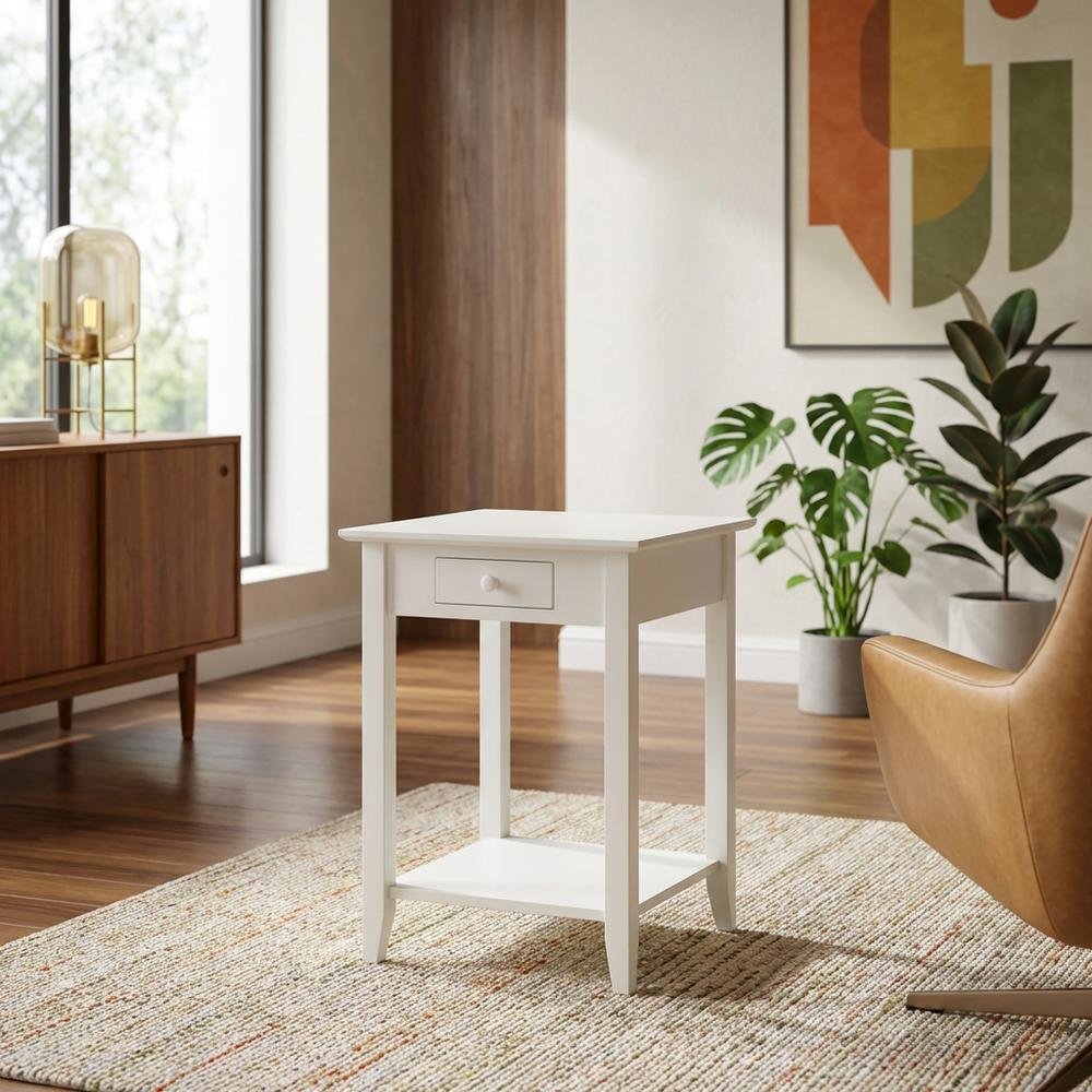 Wooden End Table with Drawer and Shelf for Living Room Use. Picture 2