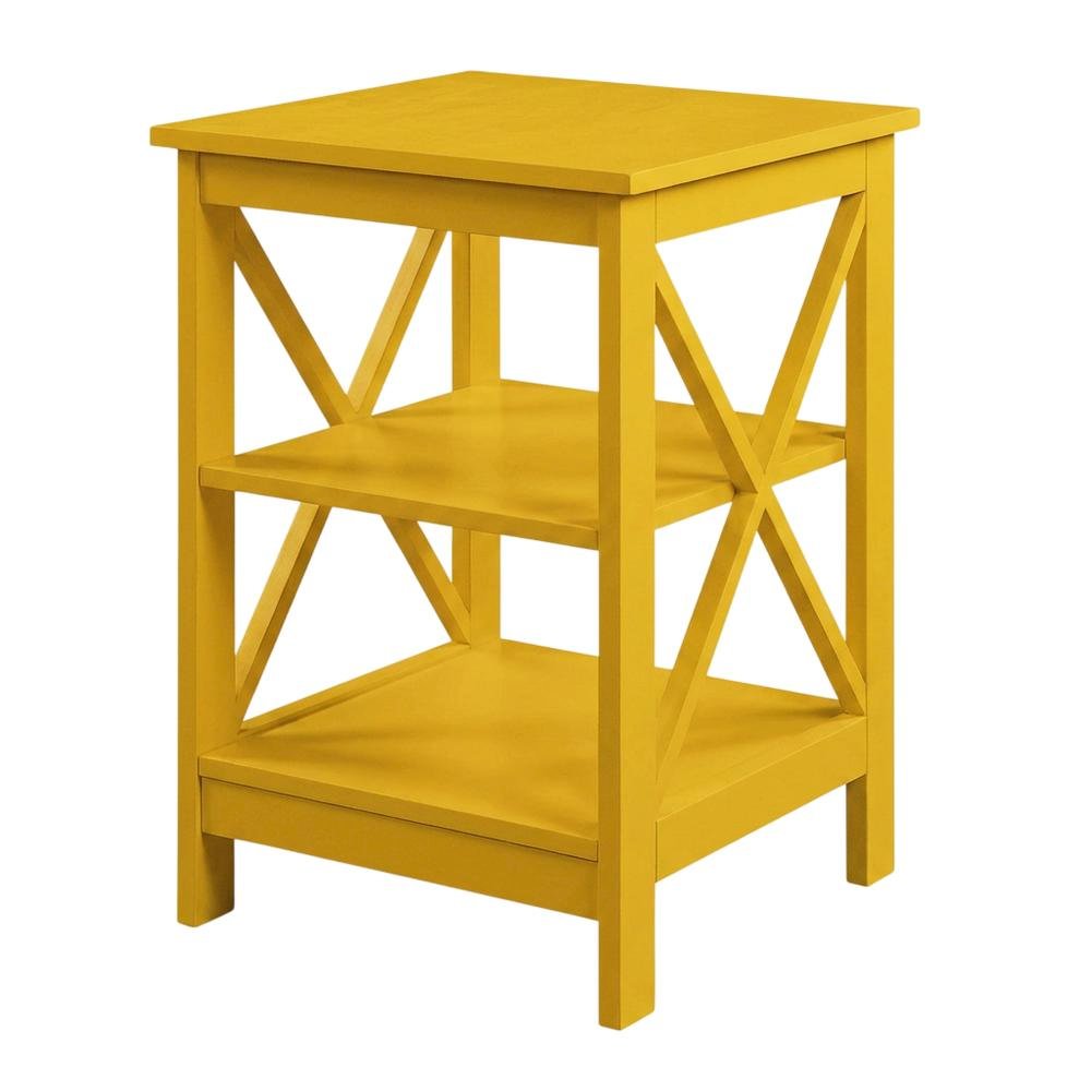 Yellow End Table with Shelves for Coastal-Style Home Decor. Picture 1