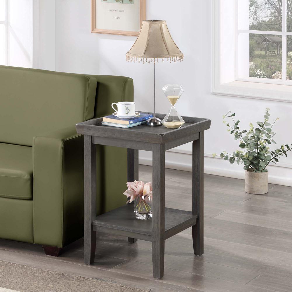 Ledgewood End Table with Shelf, Wirebrush Dark Gray. Picture 2