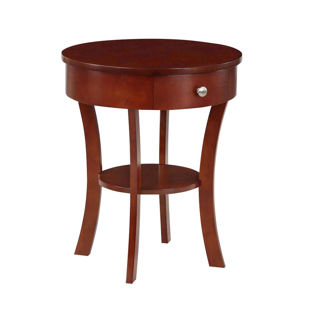 Classic Accents Schaffer 1 Drawer End Table with Shelf, Mahogany. Picture 1