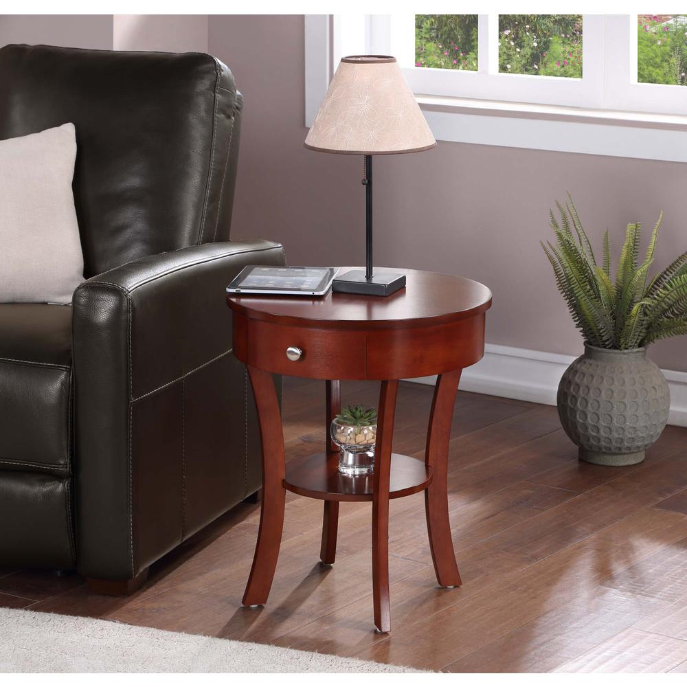 Classic Accents Schaffer 1 Drawer End Table with Shelf, Mahogany. Picture 2
