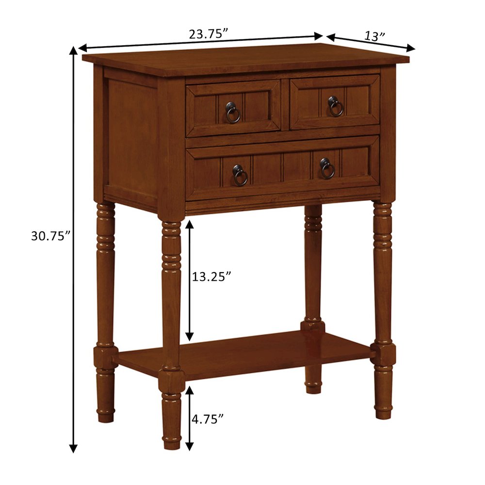 Kendra 3 Drawer Hall Table with Shelf. Picture 7