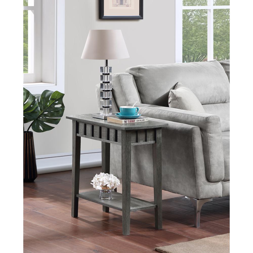 Dennis End Table with Shelf, Wirebrush Dark Gray. Picture 3