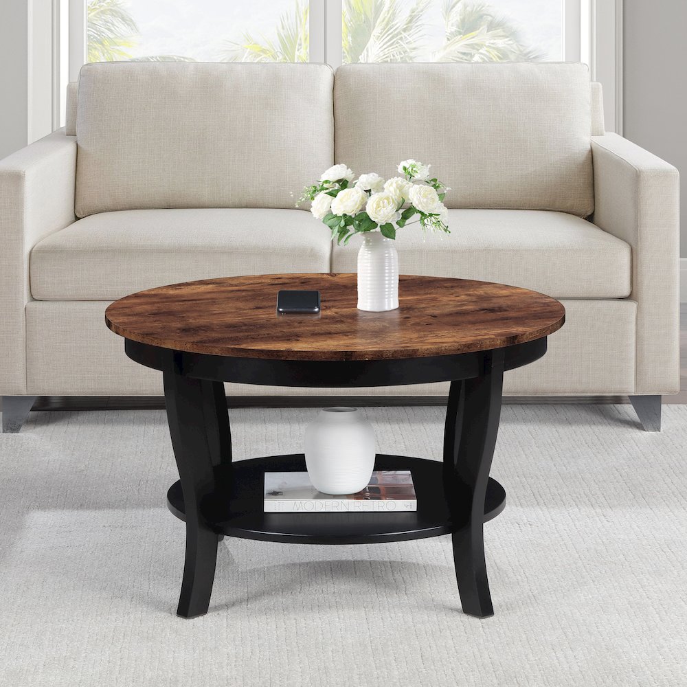 American Heritage Round Coffee Table with Shelf. Picture 3