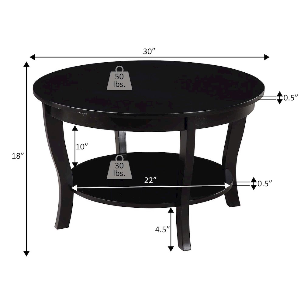 American Heritage Round Coffee Table with Shelf. Picture 5
