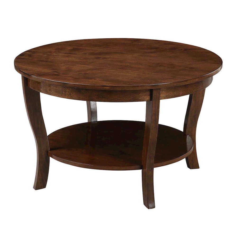 American Heritage Round Coffee Table with Shelf. Picture 1