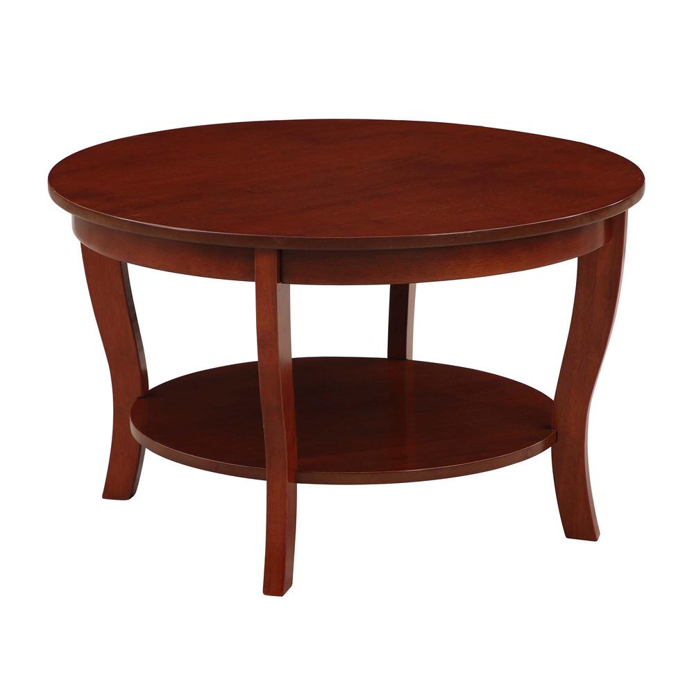 American Heritage Round Coffee Table with Shelf. Picture 1