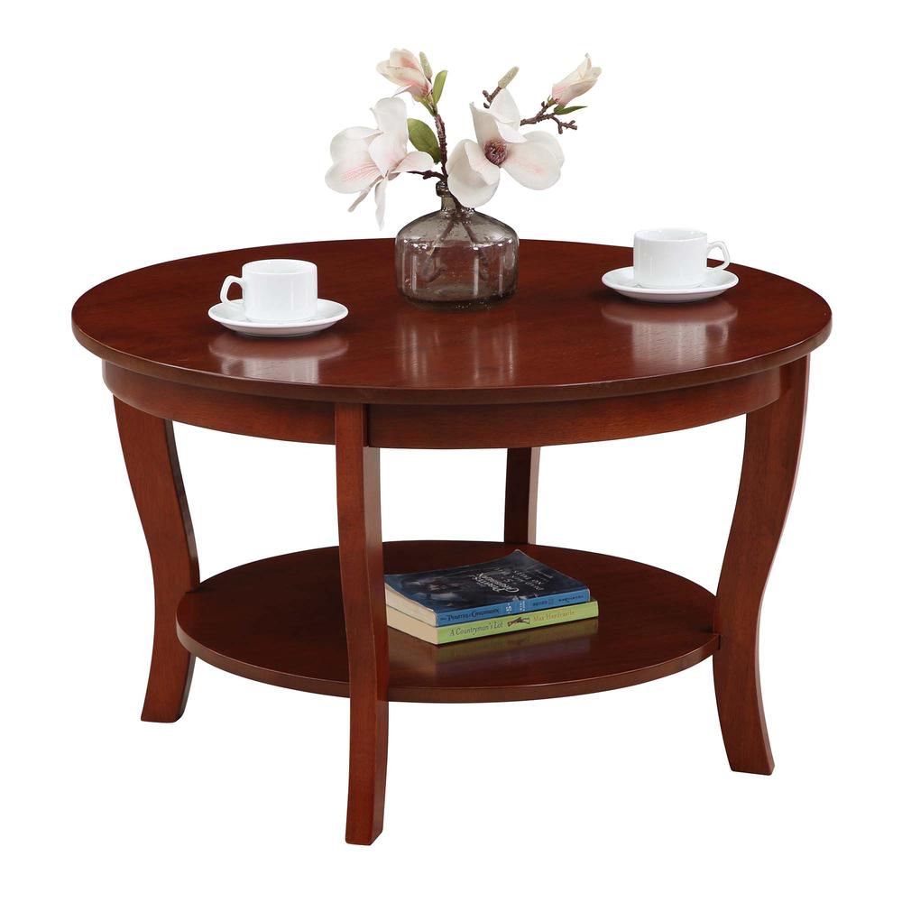 American Heritage Round Coffee Table with Shelf. Picture 2