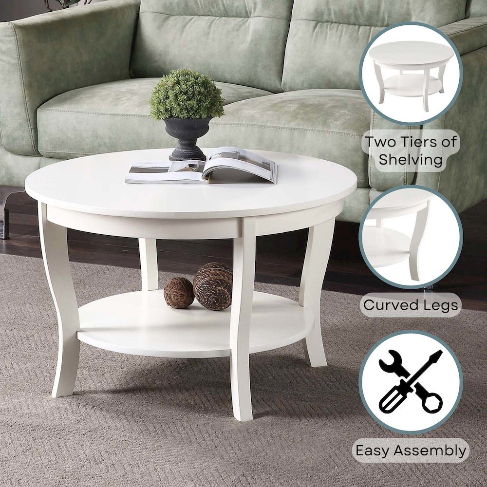 American Heritage Round Coffee Table with Shelf. Picture 4
