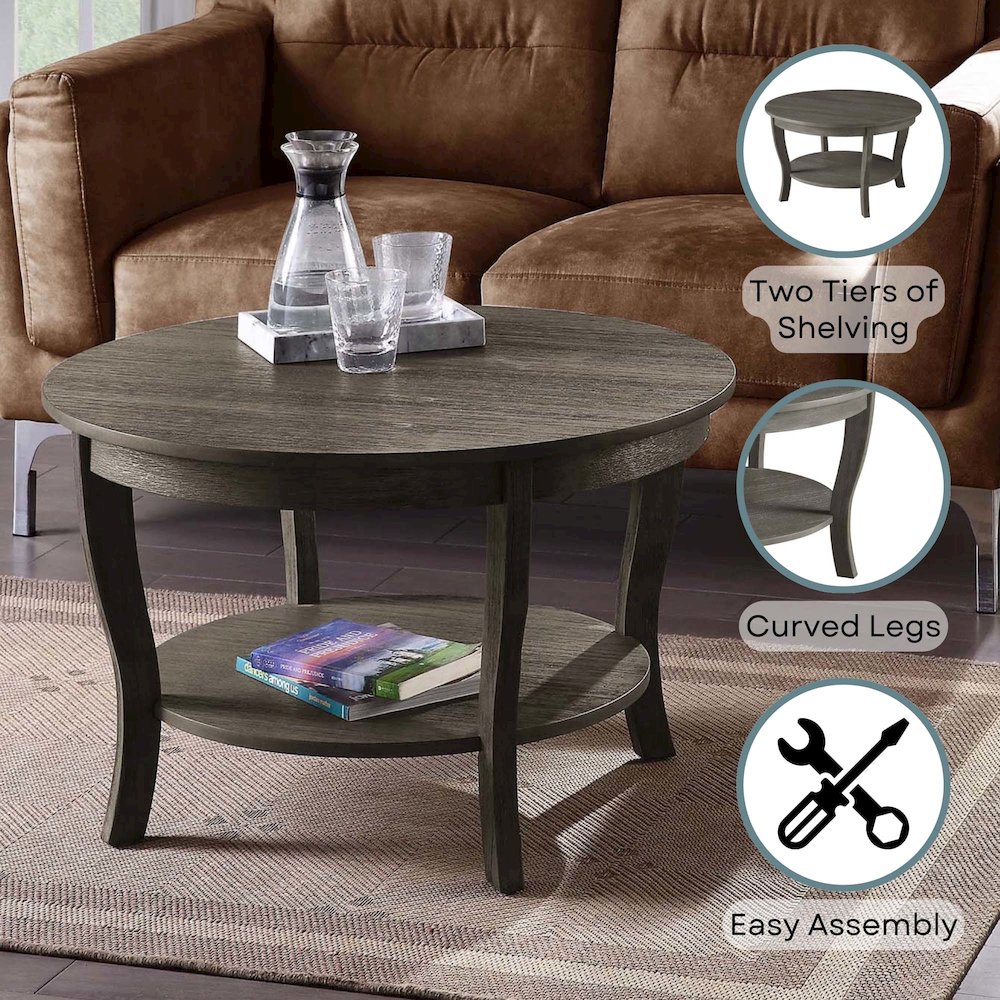 American Heritage Round Coffee Table with Shelf. Picture 4