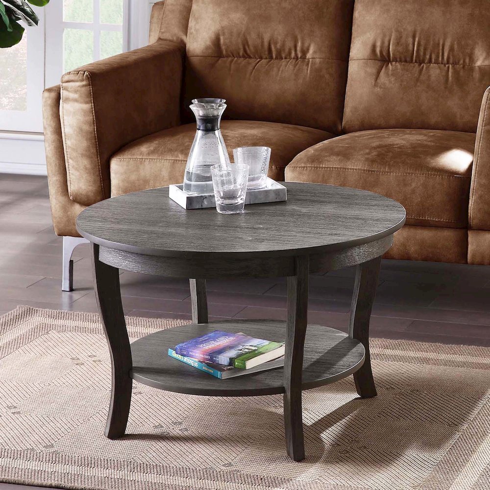 American Heritage Round Coffee Table with Shelf. Picture 2