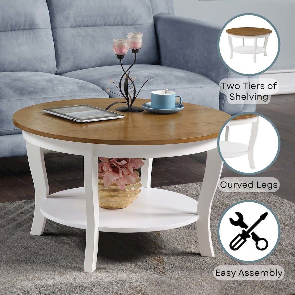 American Heritage Round Coffee Table with Shelf. Picture 4