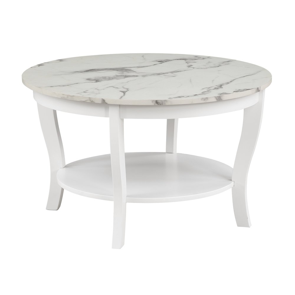 American Heritage Round Coffee Table with Shelf. Picture 1