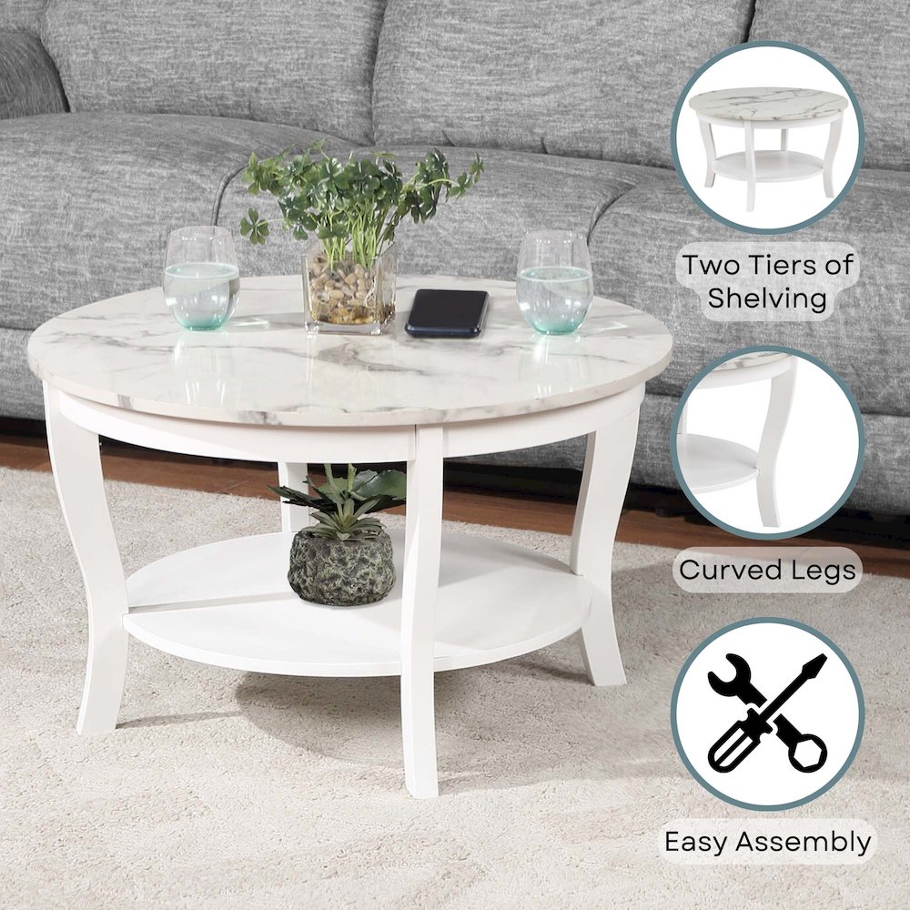 American Heritage Round Coffee Table with Shelf. Picture 4