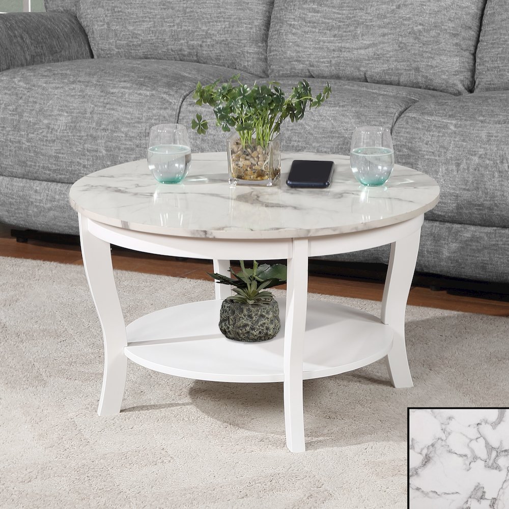 American Heritage Round Coffee Table with Shelf. Picture 2