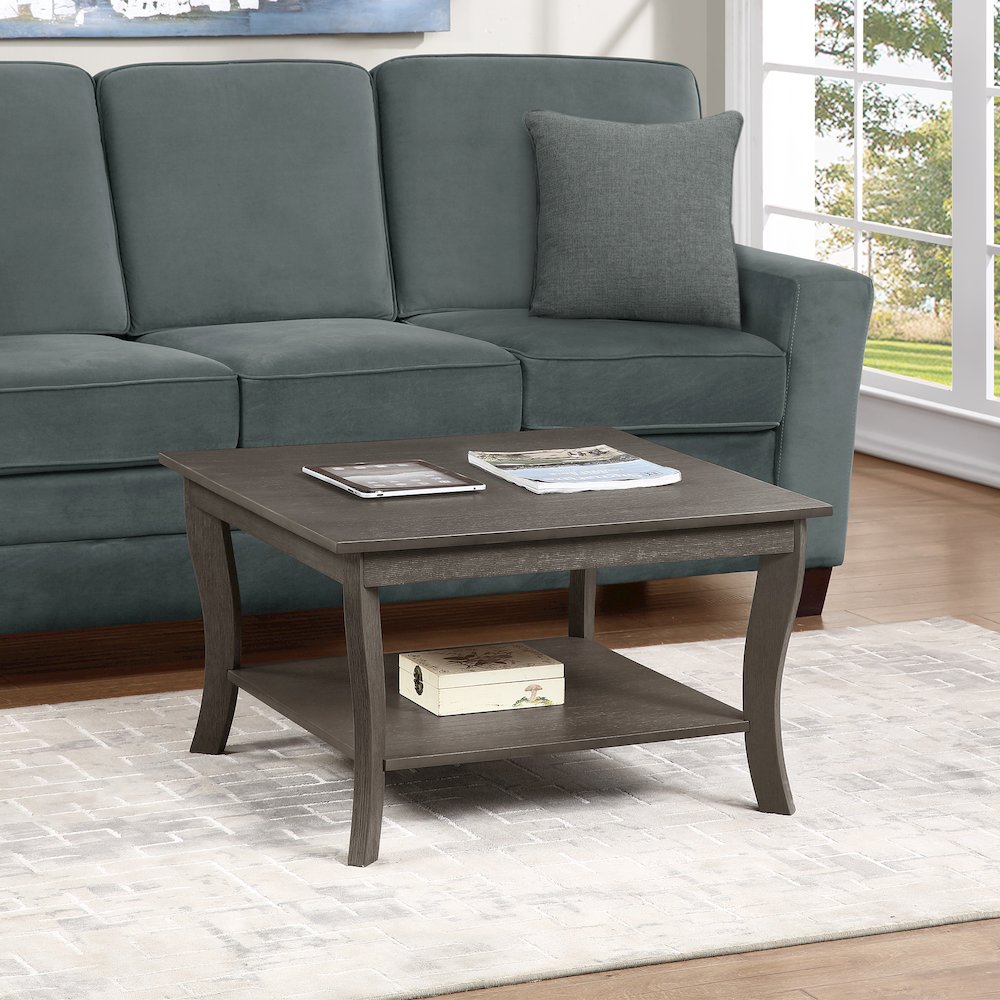 American Heritage Square Coffee Table, Wirebrush Dark Gray. Picture 2