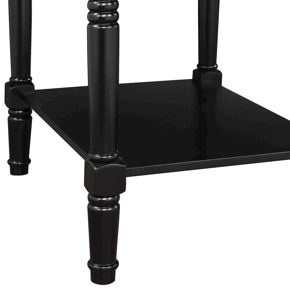 Country Oxford 1 Drawer End Table with Charging Station and Shelf, Black. Picture 10