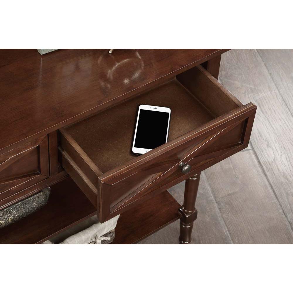 Country Oxford 2 Drawer Console Table with Shelves, Espresso. Picture 4