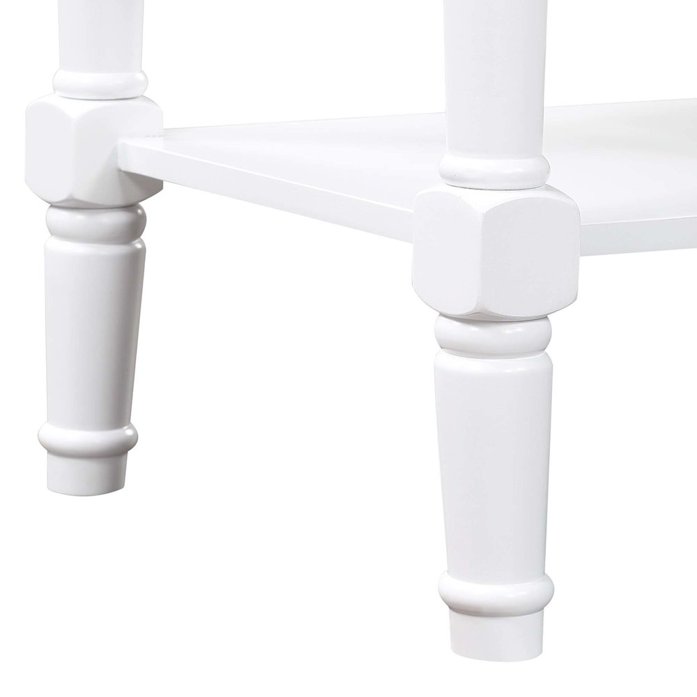 Country Oxford 2 Drawer Console Table with Shelves, Driftwood Top/White Frame. Picture 6