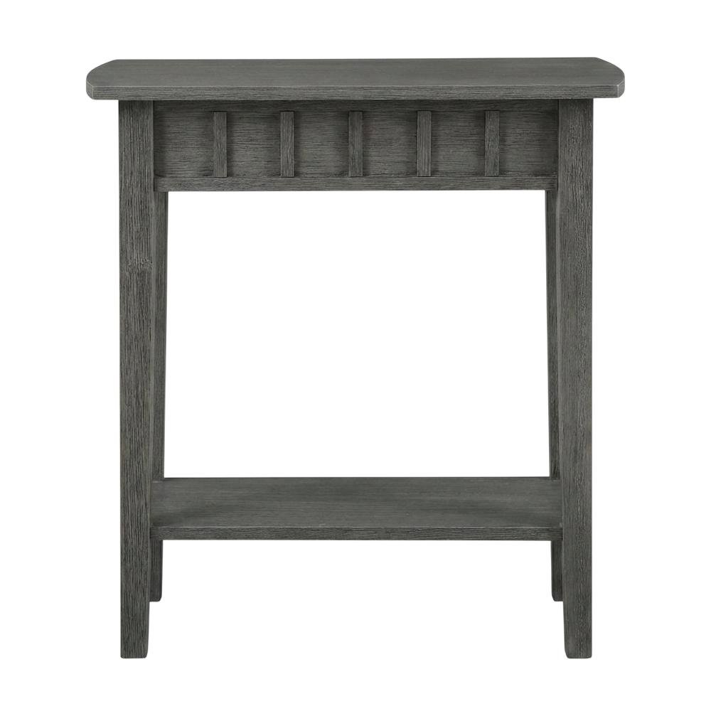 Dark Gray End Table with Shelf and Wirebrush Finish. Picture 4