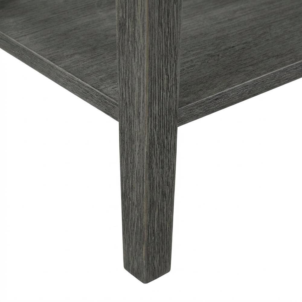 Dark Gray End Table with Shelf and Wirebrush Finish. Picture 6
